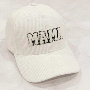 Corduroy Mama Ball Cap- White